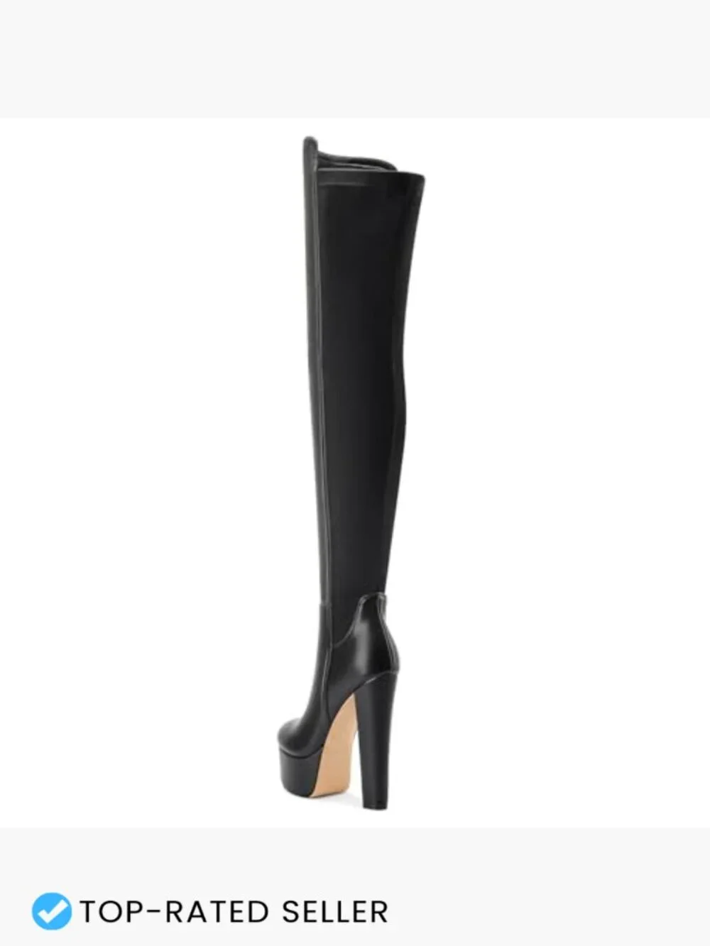 Thigh High Block Heel Over The Knee Boots Chunky Heel Side Zipper Stretch
